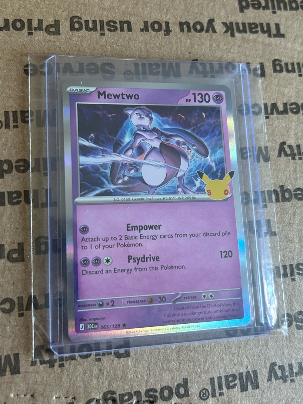 Holo Mewtwo Card No. 063/128 • 30th Celebration Pokemon TCG